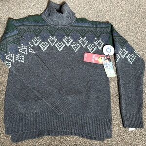 RARE Sherpa Adventure gear FairIsle Nordic Sweater S Azha CowlNeck Kharani Grey